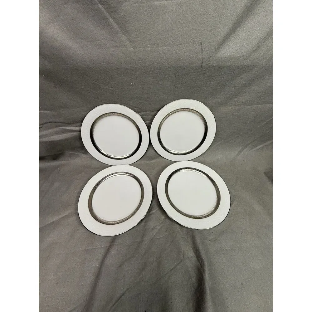 NORITAKE CONTEMPORARY SIGNATURE PLATINUM 9 INCH (4)‎ LUNCHEON PLATES NO 4277